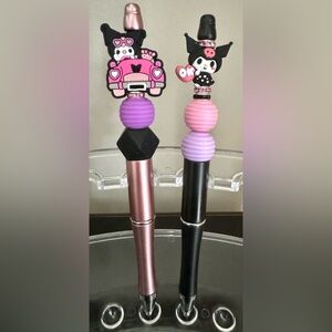Kuromi Set of TWO Handcrafted Writing Pens Hello Kitty & Friends Sanrio